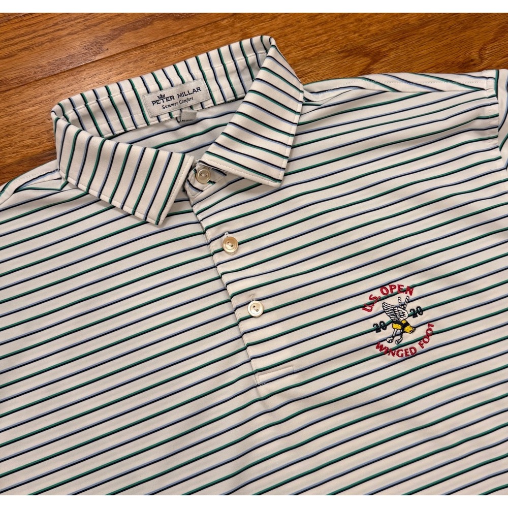 Peter Millar Summer Comfort Winged Foot Golf Polo Shirt Mens Medium US Open 2020